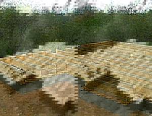 And here you can see perfectly installed logs of the future floor
