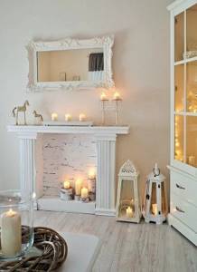 White wall fireplace