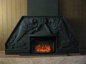 Black fireplace with electric insert