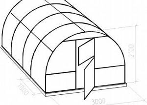 Drawing of a greenhouse with a round roof