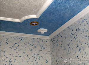 Ceiling design with liquid wallpaper
