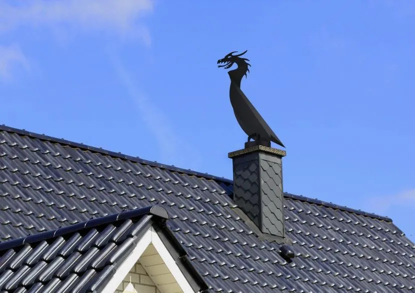 Weather vane with an interesting design that can destroy the chimney
