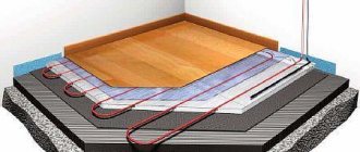 Photo - Electric heated floor with underlay in section