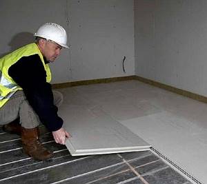 Photo - Laying drywall over a heated floor