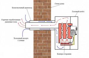 gas boiler with coaxial pipe
