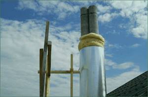 Using asbestos pipes for an external chimney