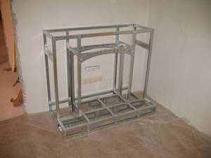 Frame for fireplace portal made of metal profile