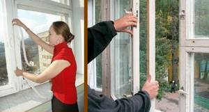 picture of preparing a window frame for insulation