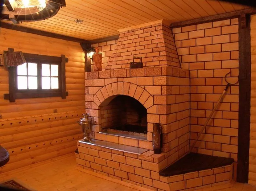 Brick stove-fireplace for heating