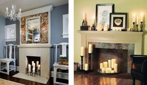 Classic decoration of artificial portals for fireplaces