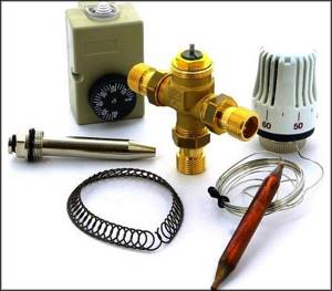 Thermostat kit with three-way valve