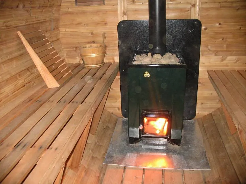 Metal stove on a foundation