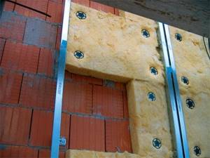 mineral wool for insulating a brick wall