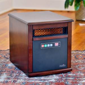 Mobile version of an infrared quartz heater, made in the form of a piece of furniture