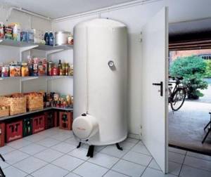 Floor-standing boiler with built-in storage tank
