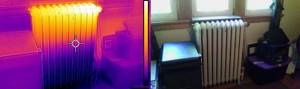 Inspecting radiators using a thermal imager