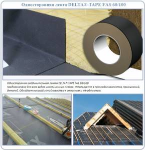 Single-sided tape for gluing waterproofing and vapor barriers