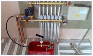 Pressure testing of heating in a private house