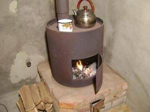 Long-burning stove - homemade potbelly stove, boiler with water heater, bubafonya, Slobozhanka
