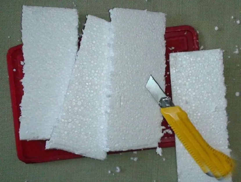 Polystyrene foam crumbles at the slightest load