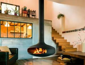 Hanging fireplace: a stylish interior solution