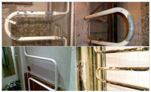 Examples of installing an old heated towel rail in a single-pipe and two-pipe system