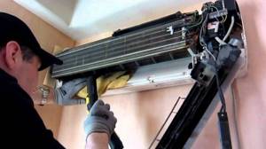 Air conditioner heat exchanger cleaning procedure