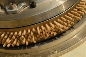 The process of forming fuel pellets using a matrix-type cylindrical press
