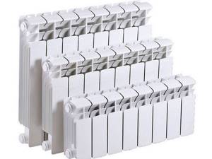 A variety of standard sizes of bimetallic heating radiators.
