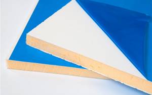 Sandwich panel with blue film