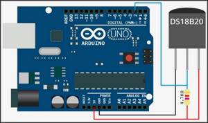 Connection diagram of the temperature sensor to Arduino
