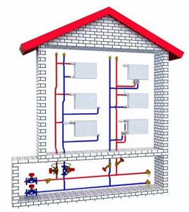 Система отопления трехэтажного дома схема