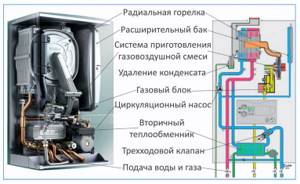 Structure of a gas boiler