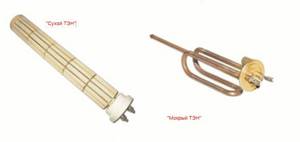 Water heater heating elements, dry and wet