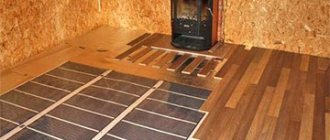 Warm floor in a wooden room