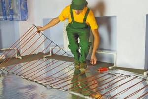 Laying rod heated floors