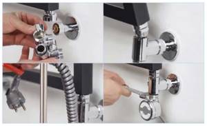 Installing a heated towel rail in a combined bathroom