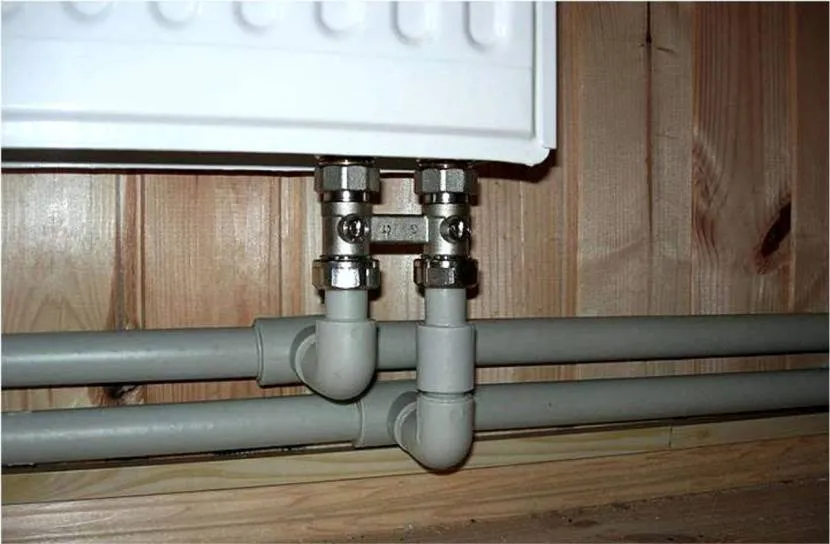 Installed and connected radiator