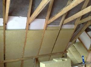 Roof insulation from the inside with foam plastic