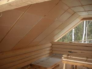 Insulation of the attic with polystyrene foam