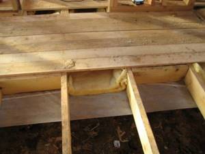 Insulation of interfloor ceilings using wooden beams for the first floor above the basement, second and above