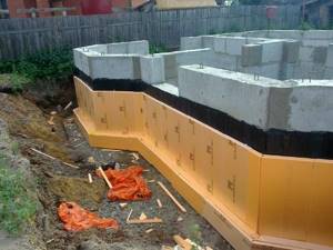 Insulation of basement walls from the outside with extruded polystyrene foam