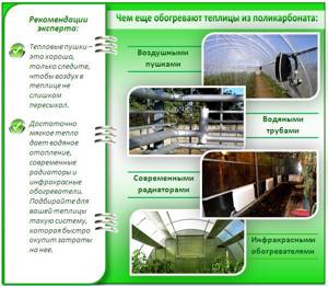 Types of heating of polycarbonate greenhouses