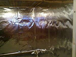 Appearance of the steam room after installation of foil on the walls