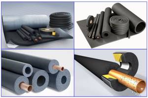 Everything for thermal insulation of pipes using foam rubber insulation.