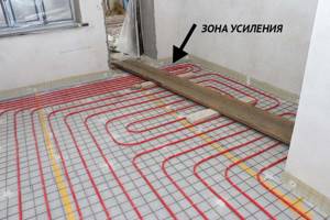 heated floor reinforcement zone
